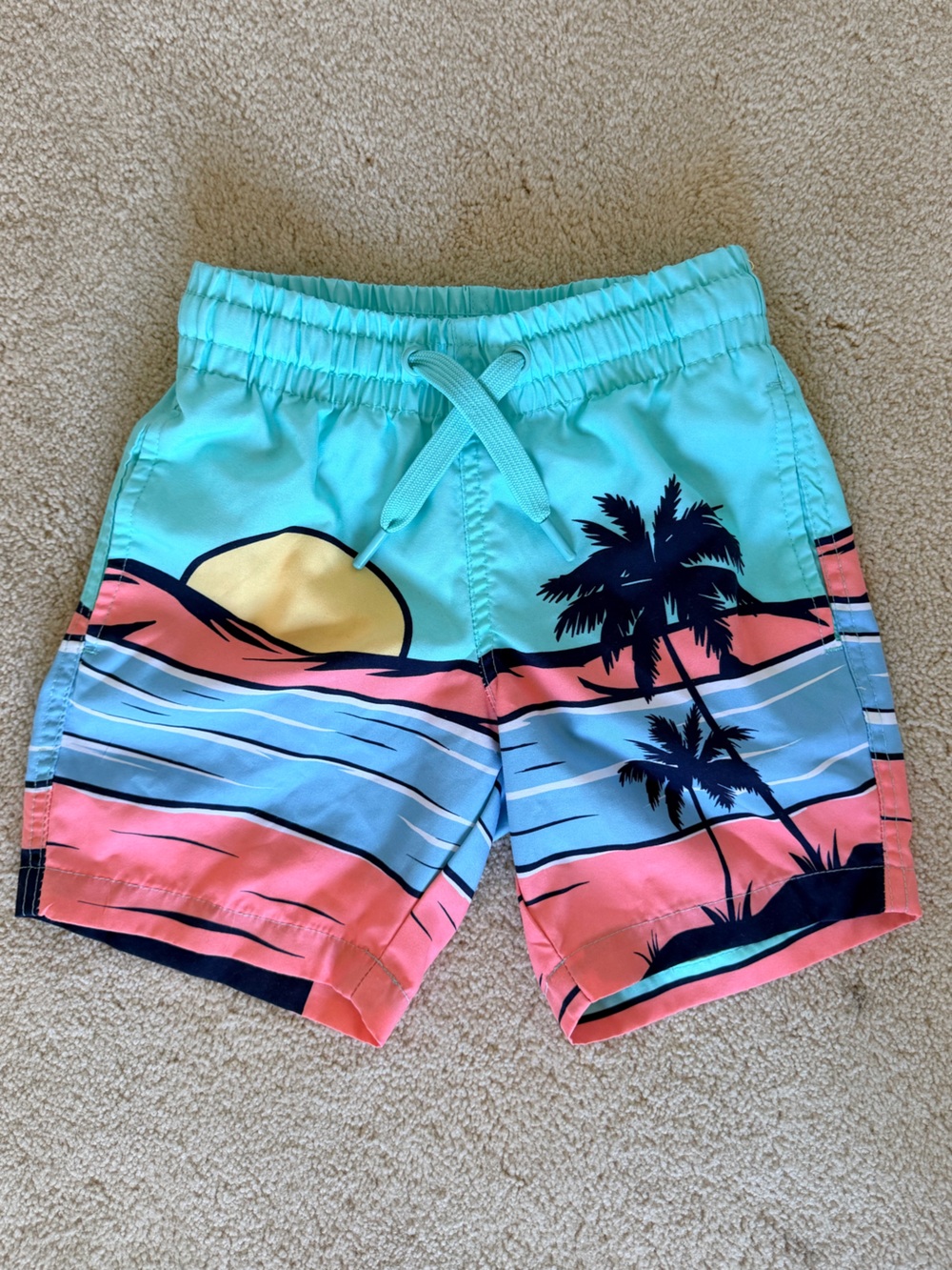 3/$15 Bundle Wave Zone Kids Swim Trunks Tropical Sunset Palm Tree Print XS (5)